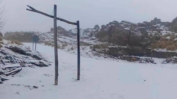 La nieve en el sector Tres Árboles en el cerro Champaquí. Foto: María Ignacia.