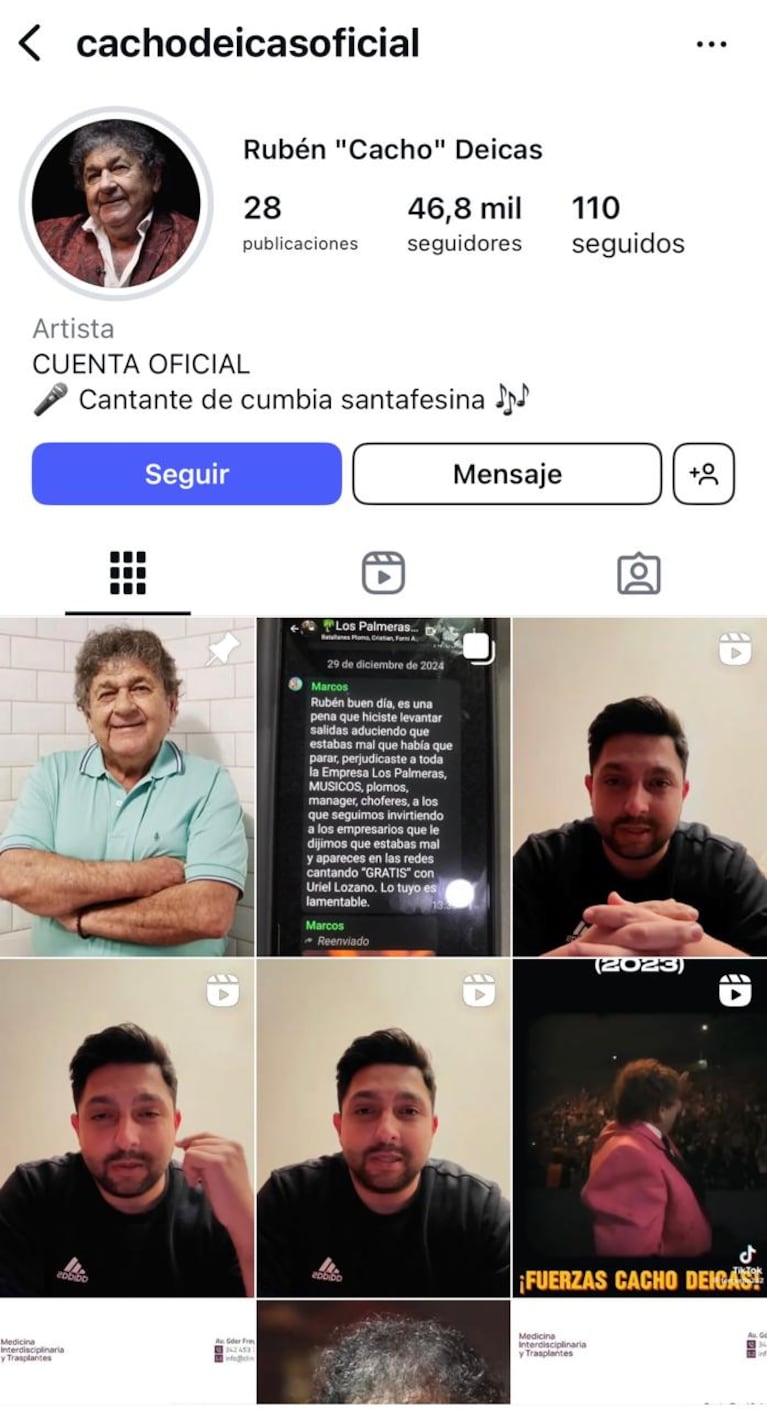 La nueva descripción de su biografía. (Fuente: Instagram/cachodeicasoficial)