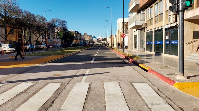La obra realizada sobre avenida Maipú, entre Sarmiento y Libertad.