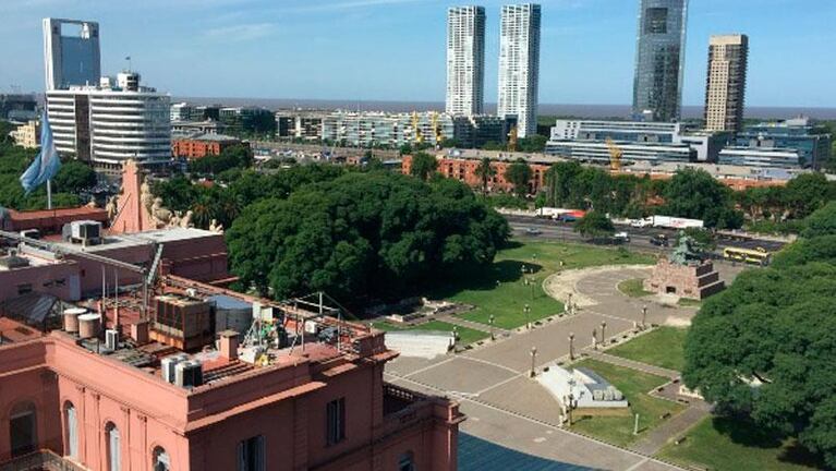 La "otra Rosada" sobre la terraza de la Casa de Gobierno