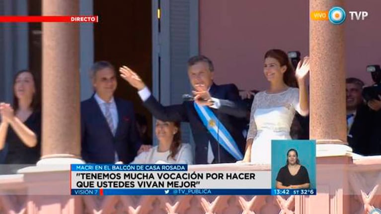 La pantalla oficial transmitió todos los actos de Macri. 