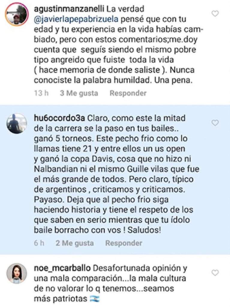 La Pepa Brizuela, durísimo con Del Potro