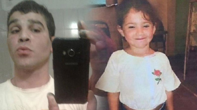 La pequeña Abril y Daniel Ludueña, su asesino. 