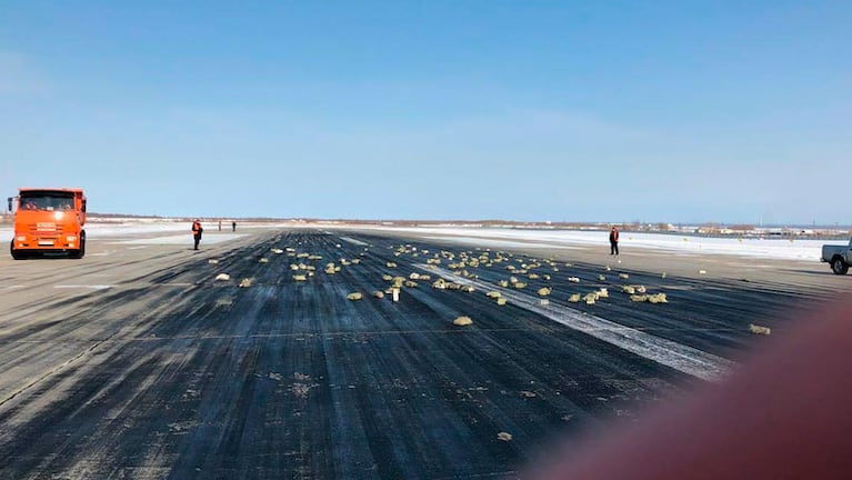 La pista del aeropuerto de Yakutsk en Siberia.  