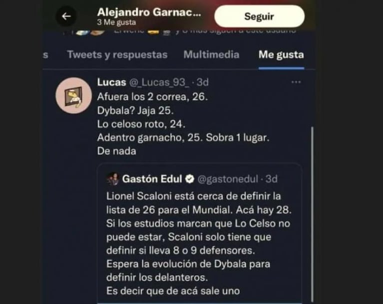 La polémica reacción de Garnacho tras la convocatoria de Thiago Almada