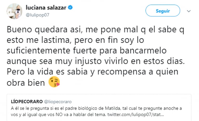 La polémica versión del enojo de Luciana Salazar