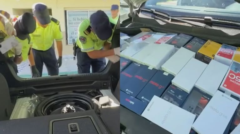 La policía encontró los celulares escondidos en el motor y los paneles del baúl del auto.