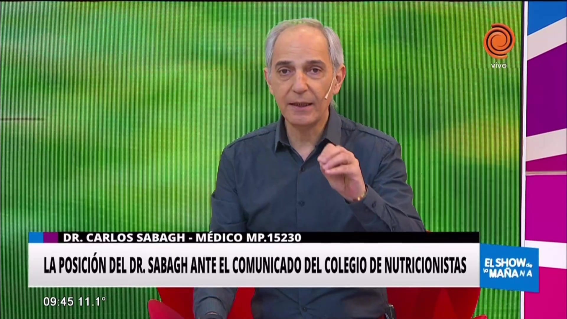 La posición del Dr. Sabagh sobre el comunicado del Colegio de Nutricionistas