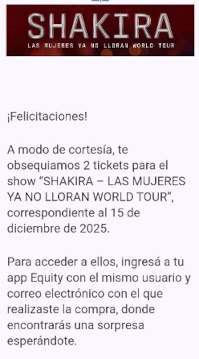 La productora dio entradas de compensación para el show del lunes de Shakira.