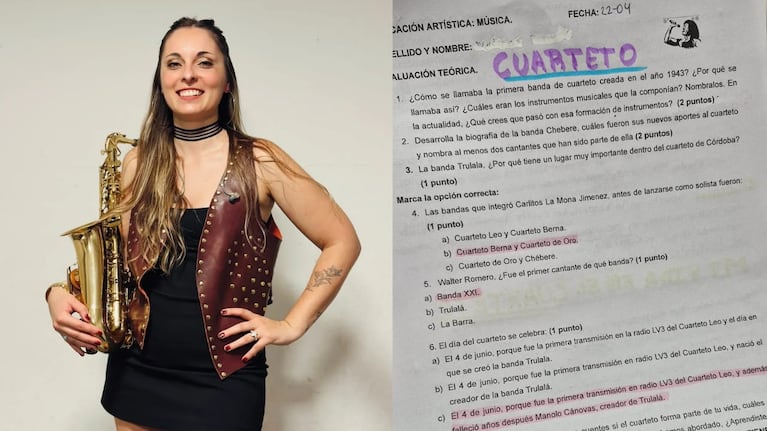 La profe viral le tomó una prueba de cuarteto a sus alumnos de Rio Cuarto.