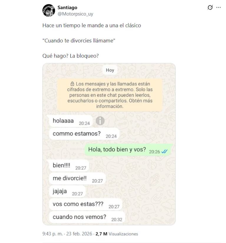La publicación con el chat que despertó polémica.