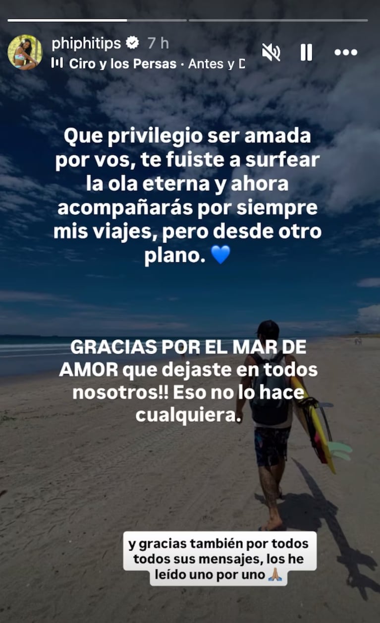 La publicación de su pareja en redes.