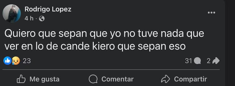 La publicación en redes del principal sospechoso.