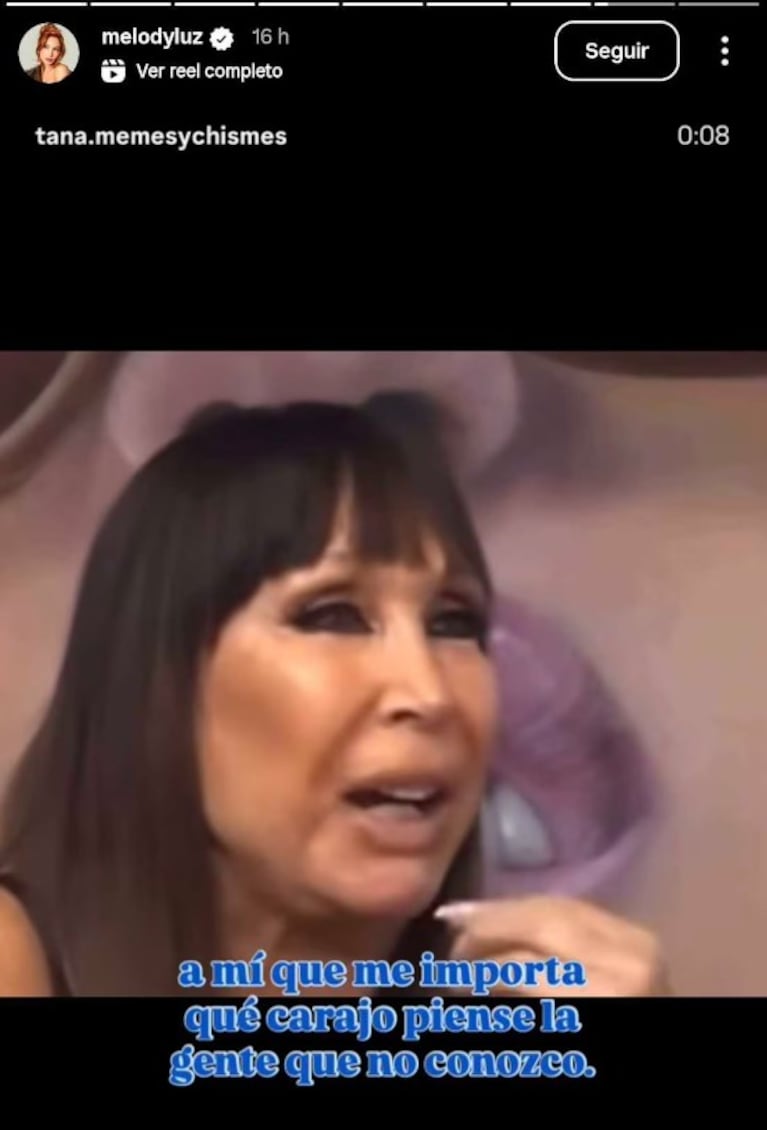 La publicación que compartió Melody Luz.