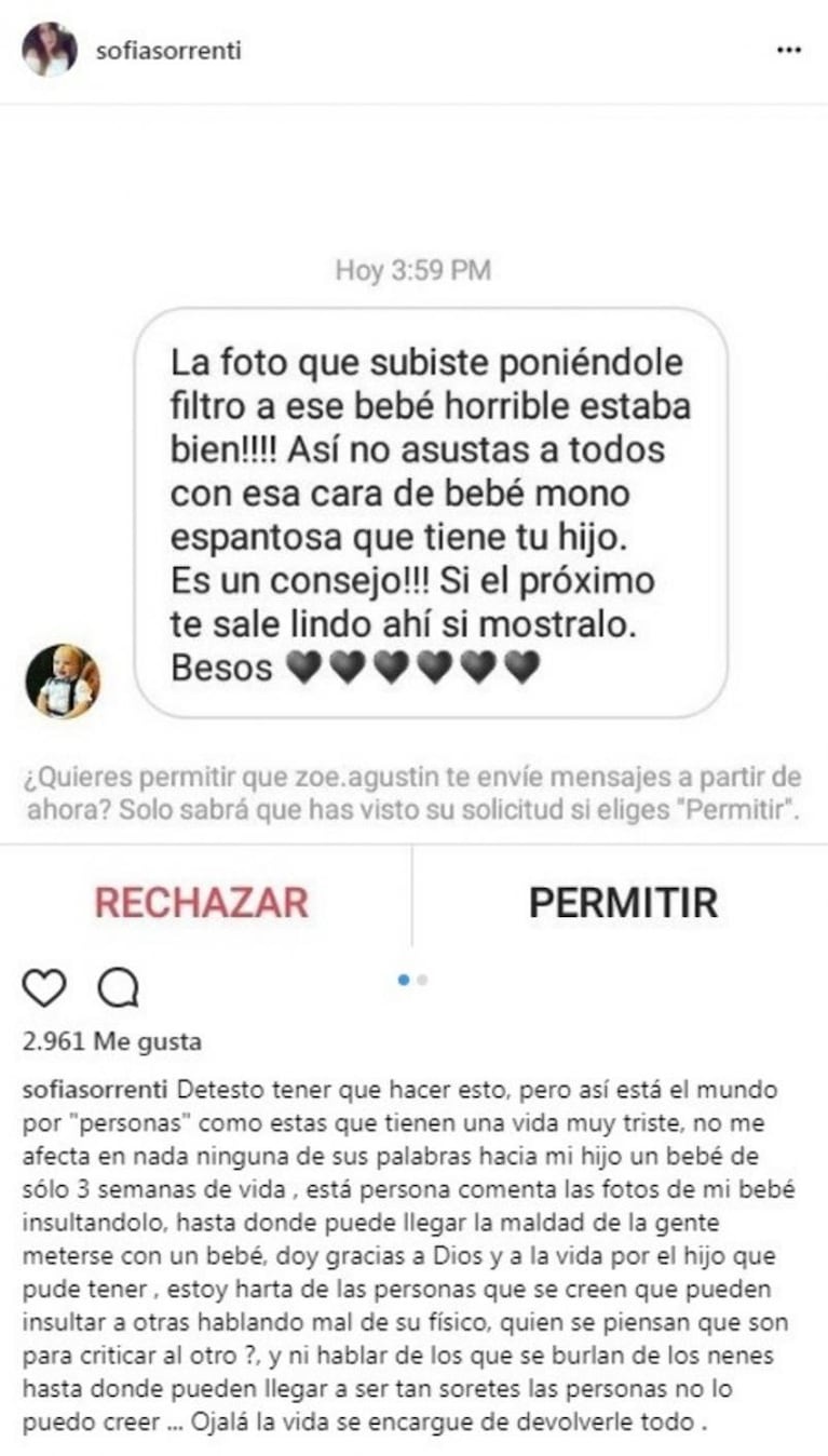 La reacción de Rodrigo Noya por el bullying a su bebé
