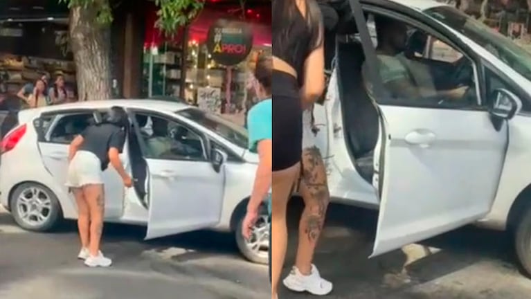 La reacción del conductor al ser increpado por la gente que pasaba.