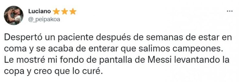 La reacción del paciente que despertó del coma y se enteró que Argentina ganó el Mundial