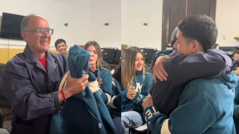 La reacción del profesor al descubrir el regalo.