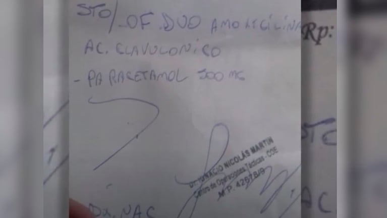 La receta que firmó Ignacio Martín tras atender al paciente. 