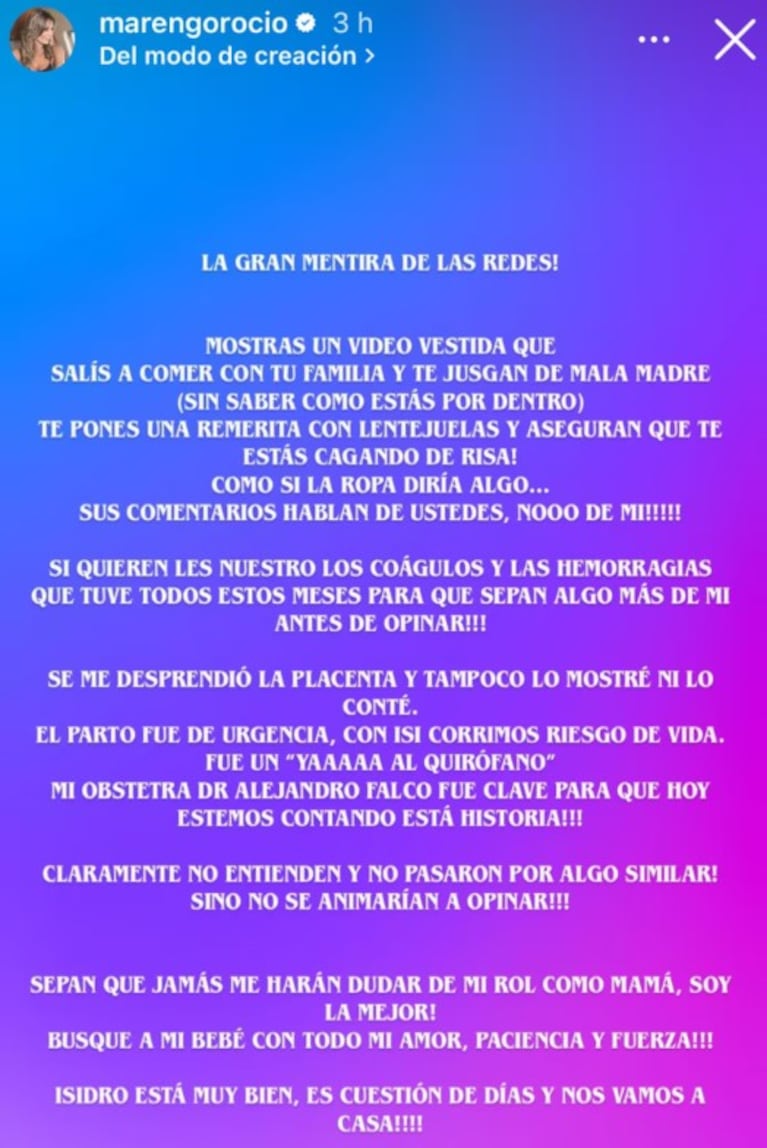 La repuesta de Rocío Marengo a las críticas.