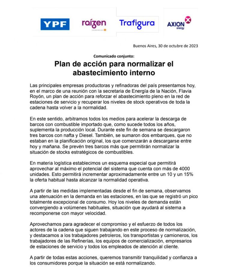 La respuesta de las petroleras ante la falta de combustibles