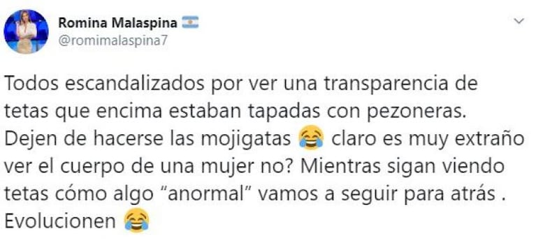 La respuesta de Romina Malaspina tras las críticas por salir semidesnuda en un noticiero