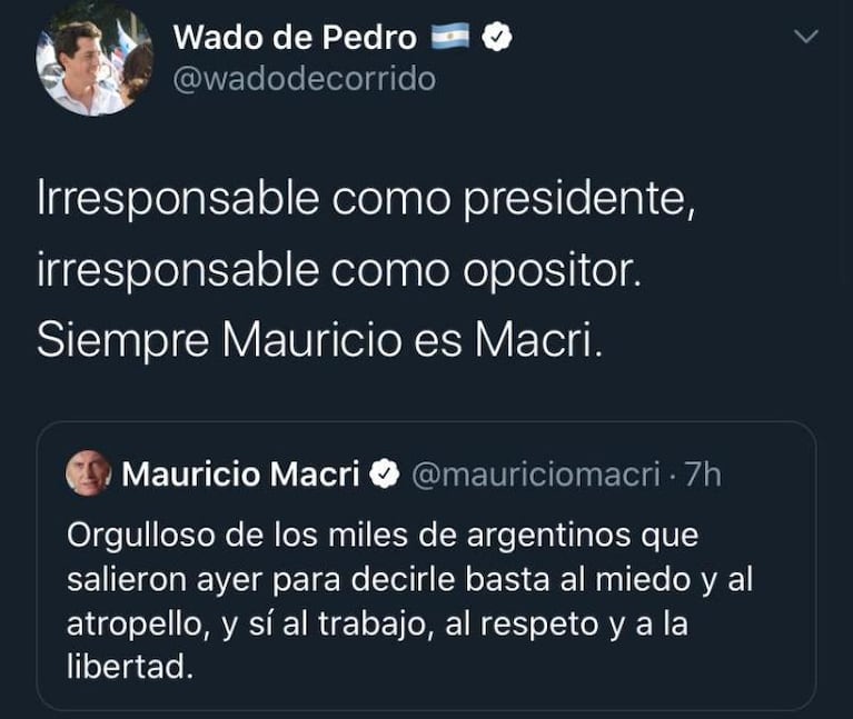 La respuesta del Gobierno a Macri: "Es una irresponsabilidad alentar una marcha en plena pandemia"