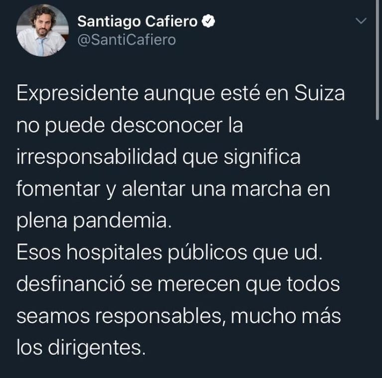 La respuesta del Gobierno a Macri: "Es una irresponsabilidad alentar una marcha en plena pandemia"