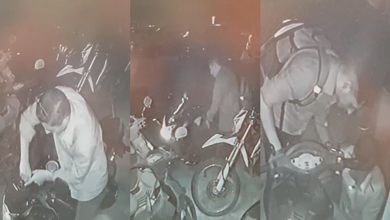 La secuencia de los ladrones robando las motos.