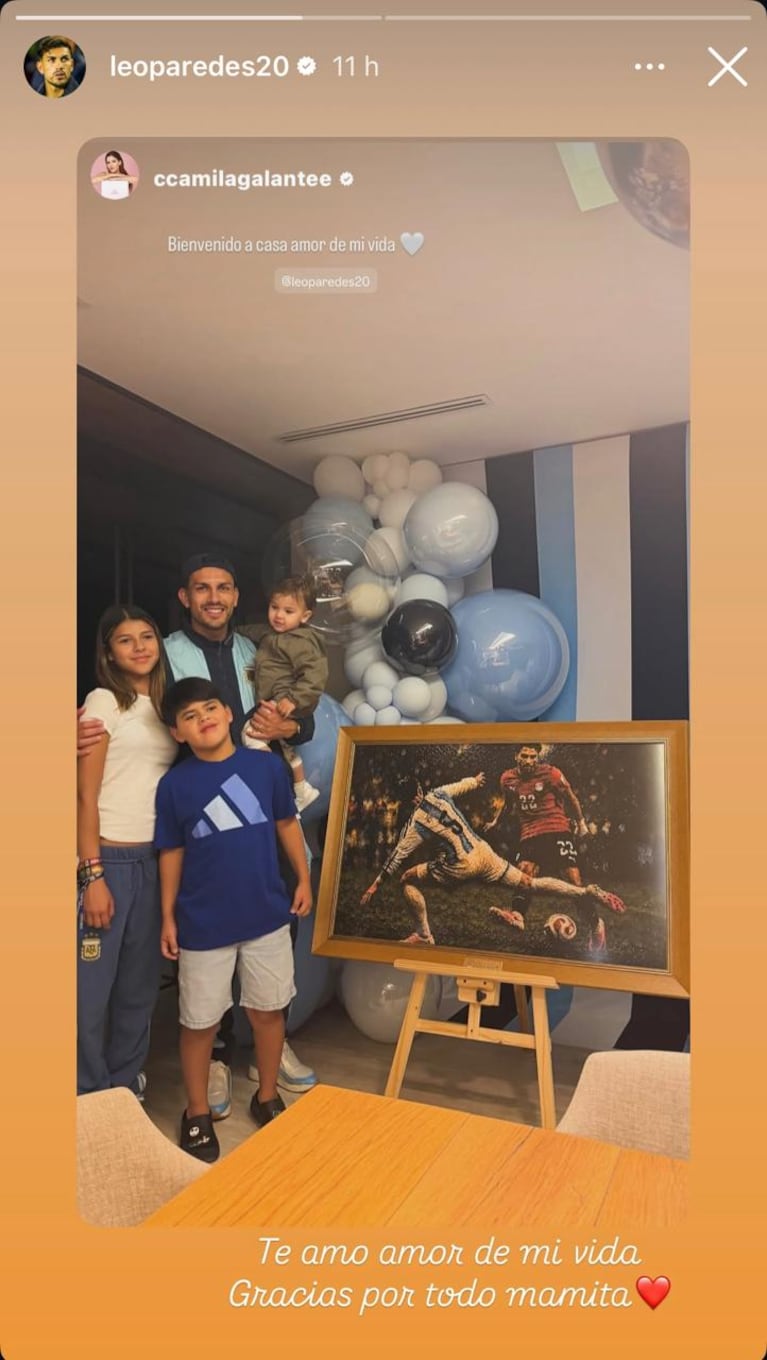 La significativa sorpresa de Cami Galante y sus hijos para Paredes tras volver del Mundial 2026