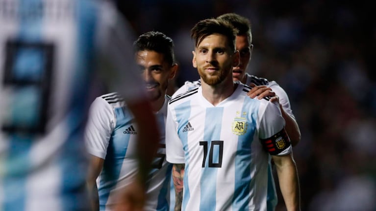 La sonrisa de Messi en el último amistoso en el país antes del Mundial.