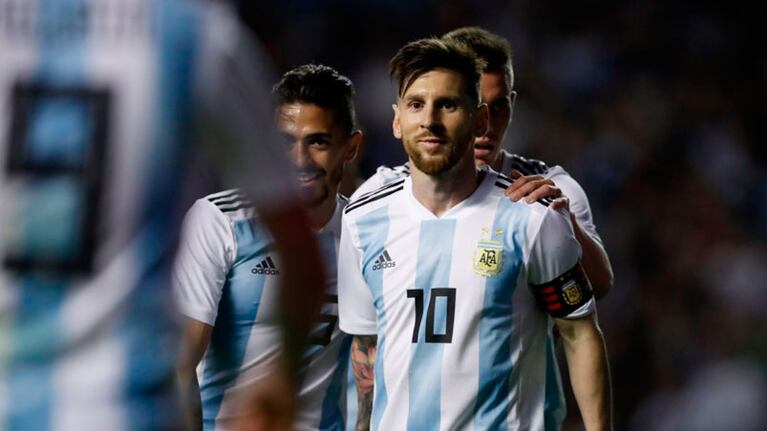 La sonrisa de Messi en el último amistoso en el país antes del Mundial.