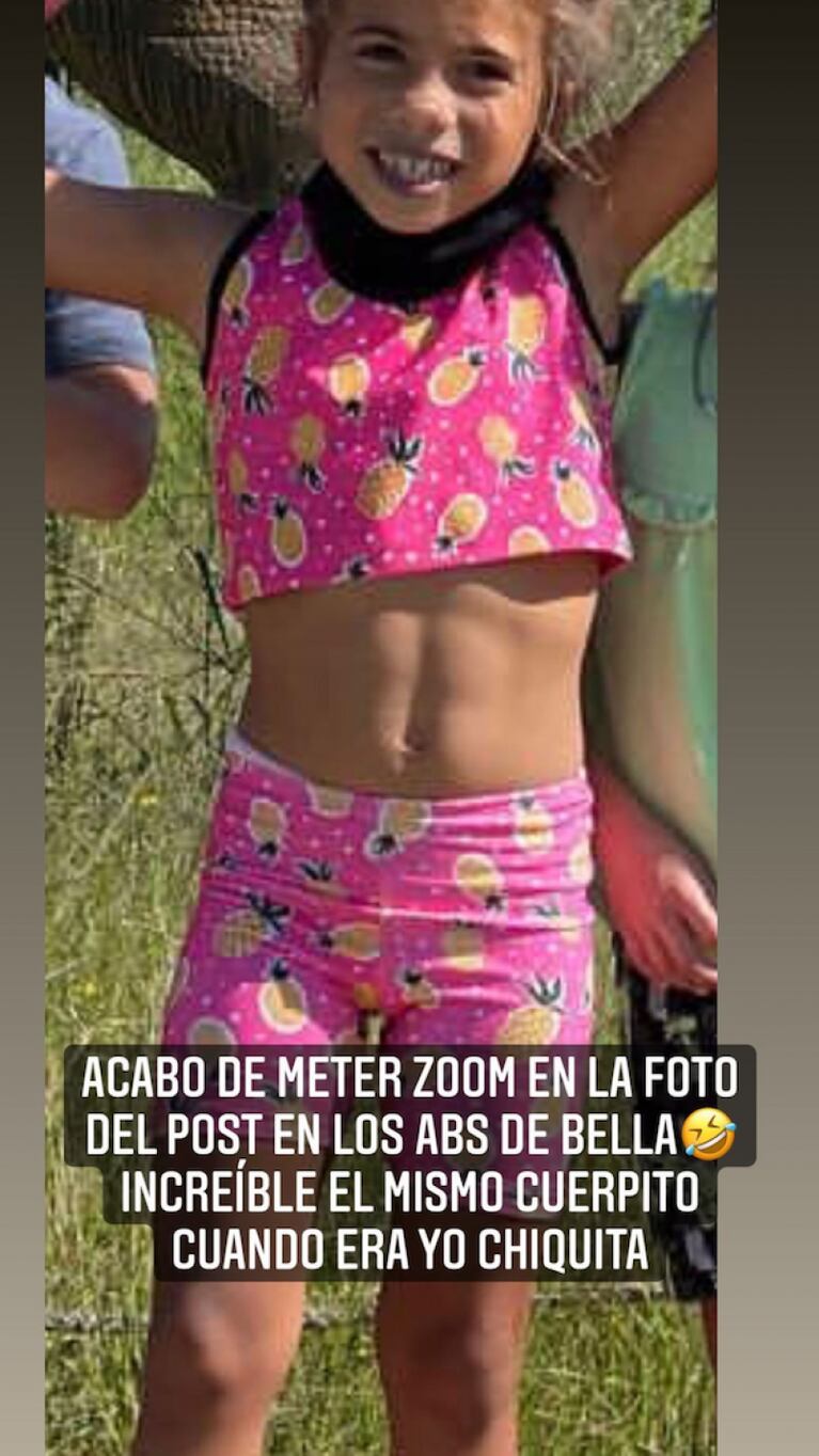 La sorpresa de Cinthia Fernández por los "abdominales" de su hija