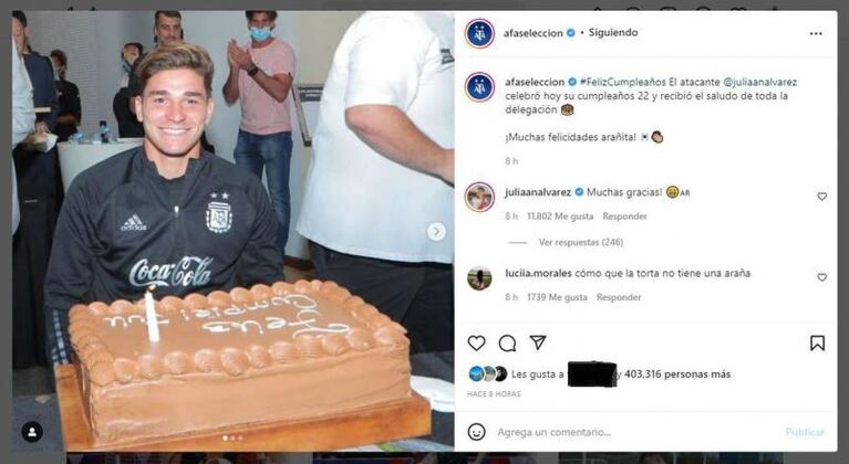 La sorpresa que recibió Julián Álvarez de parte de la AFA por su cumpleaños