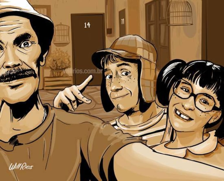 La tecnología y el Chavo, combinados en dibujos brillantes.