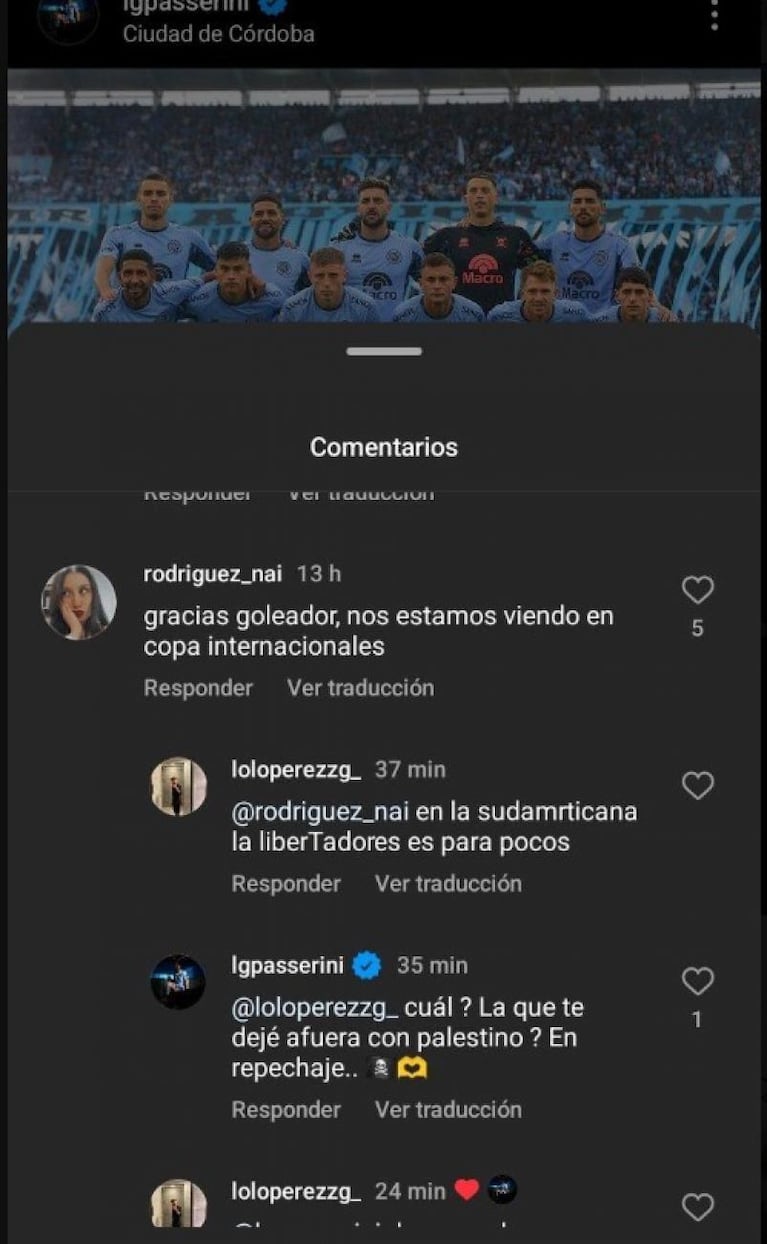 La tenaz respuesta de Passerini a un hincha de Talleres que lo chicaneó por redes