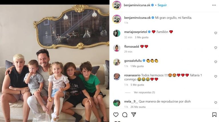 La tierna foto de Benjamín Vicuña con sus hijos: "Mi gran orgullo"