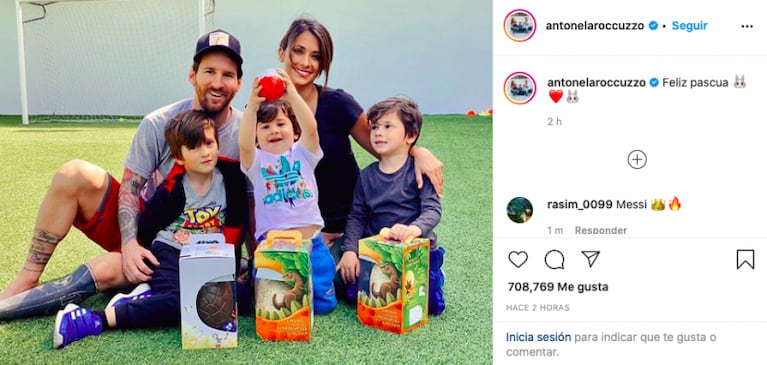 La tierna foto de Pascua de Messi, Antonela y sus hijos en plena cuarentena