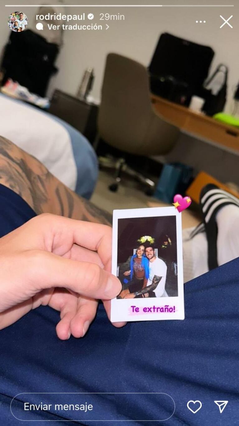 La tierna foto que compartió De Paul con un mensaje para Tini