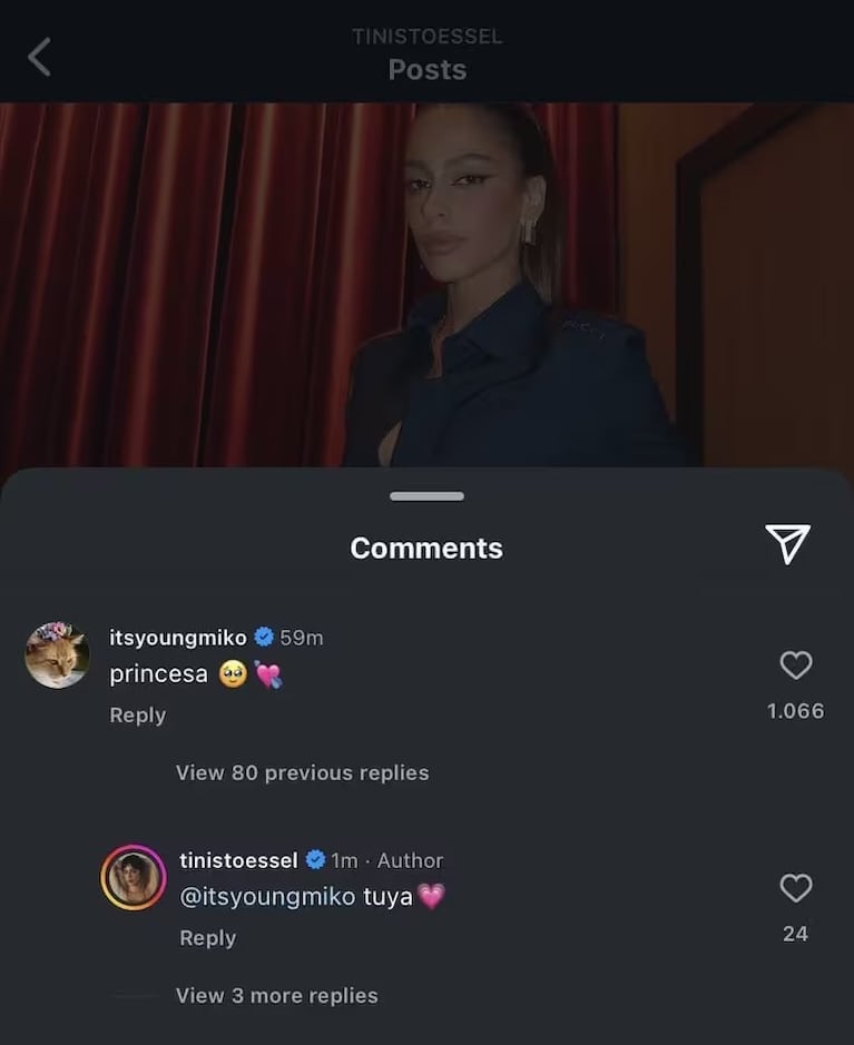La tremenda declaración de amor de Tini a Young Miko tras un mensaje en redes