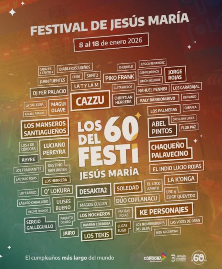 La tremenda grilla de Jesús María para festejar los 60 años del Festival de la Doma y el Folklore
