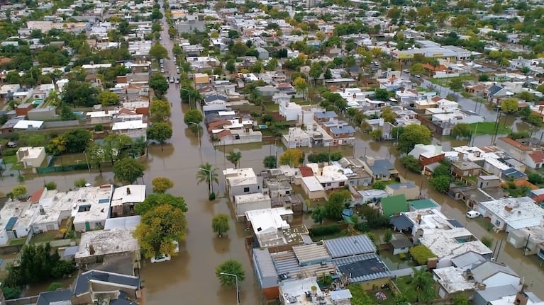 La triste imagen aérea de Marcos Juárez. Foto: Gobierno de Córdoba.