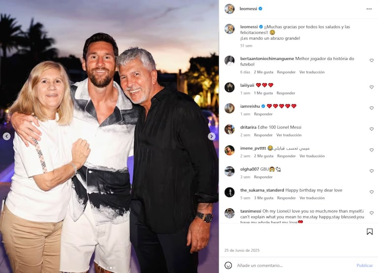 La última foto que subió Messi con su papá.