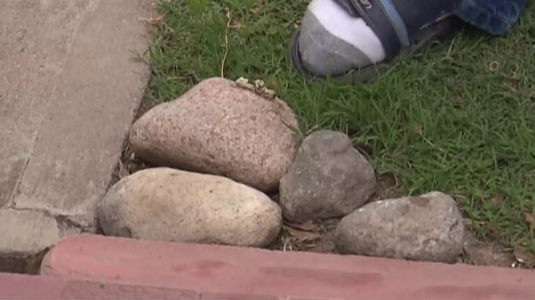 La víctima del robo se defendió con las piedras de su jardín.