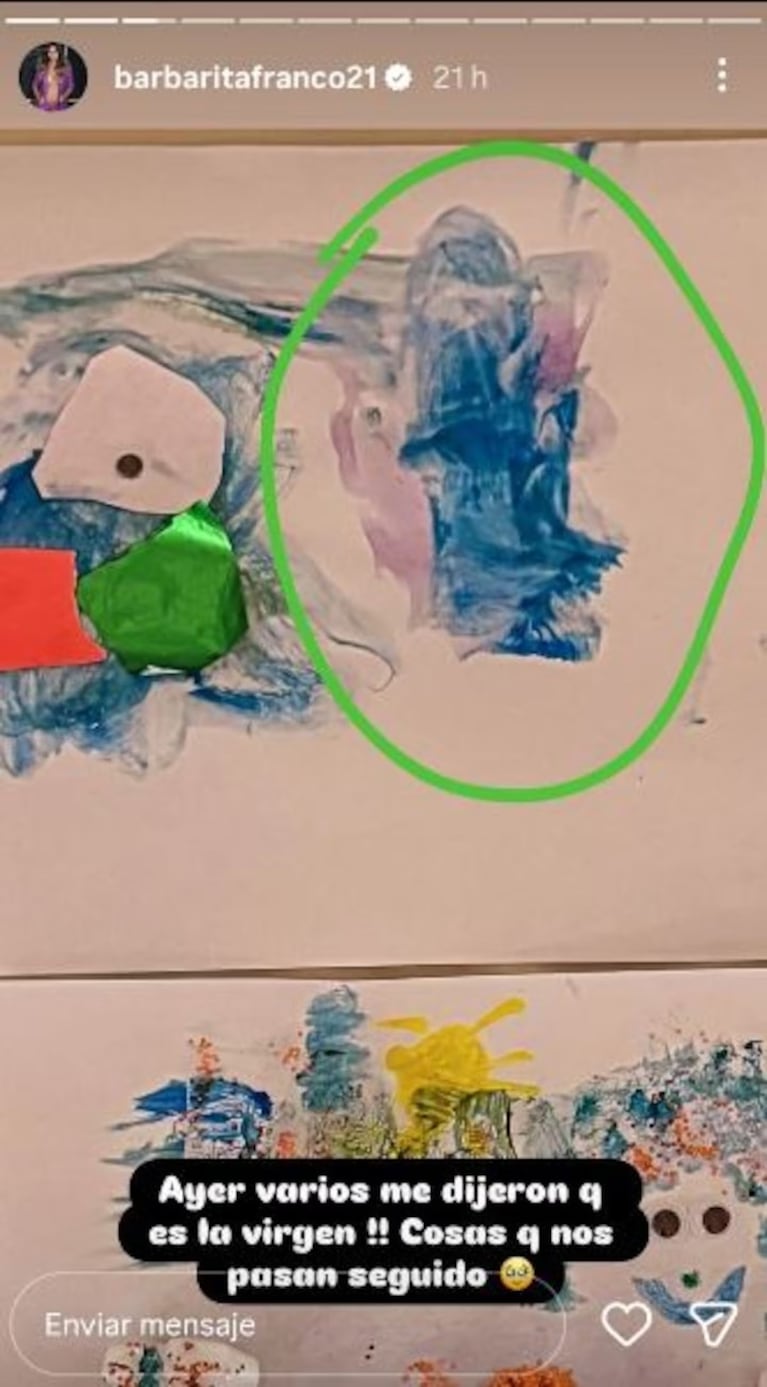 “La Virgen”: Barby Franco mostró un dibujo de su hija Sarah y los usuarios vieron algo inesperado