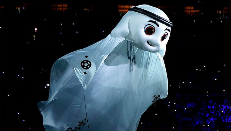 La'eeb, la mascota del Mundial de Qatar 2022 en la apertura.