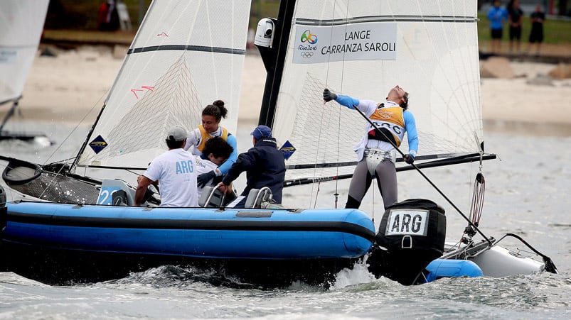 Lange y Carranza le dieron el segundo oro a la Argentina. Foto: Nicolás Stulberg/Infobae.