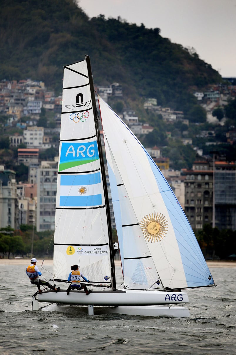 Lange y Carranza le dieron el segundo oro a la Argentina. Foto: Nicolás Stulberg/Infobae.