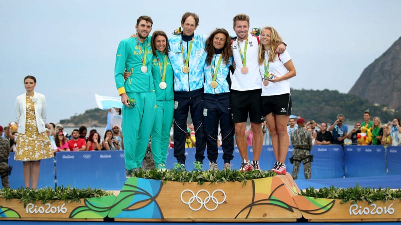 Lange y Carranza le dieron el segundo oro a la Argentina. Foto: Nicolás Stulberg/Infobae.