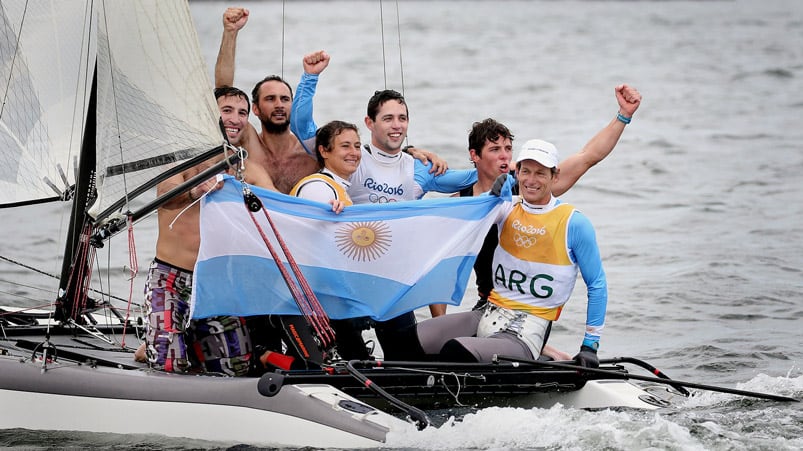 Lange y Carranza le dieron el segundo oro a la Argentina. Foto: Nicolás Stulberg/Infobae.